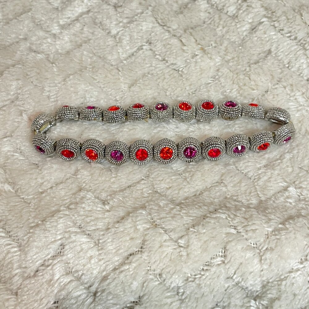 Byzantine‎ Style Silver Garnet Colored Stretchy Whimsigoth Bracelet - Picture 2 of 6